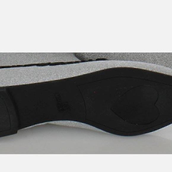 Brand New Women's Sz 38 M Love Moschino Argento Glitter Pointed Toe Booties - Picture 6 of 6